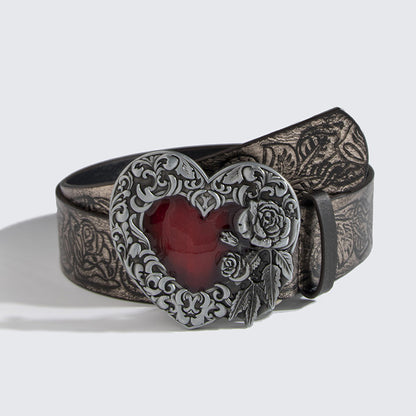 Heart Buckle Flower Belt