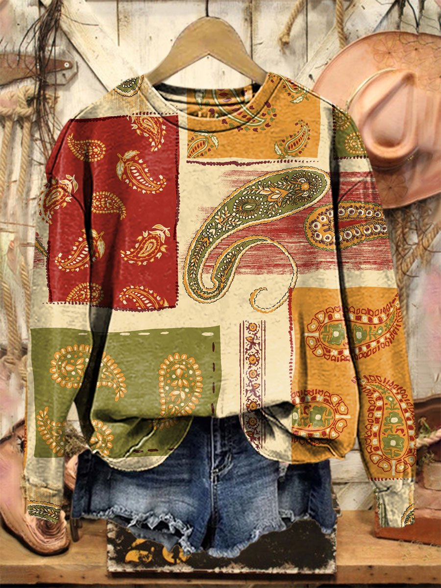 Vintage Print Casual  Sweatshirt