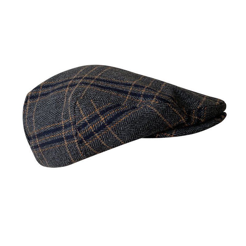 THE PEAKED Marl Flat Hat Patch-Harris Tweed