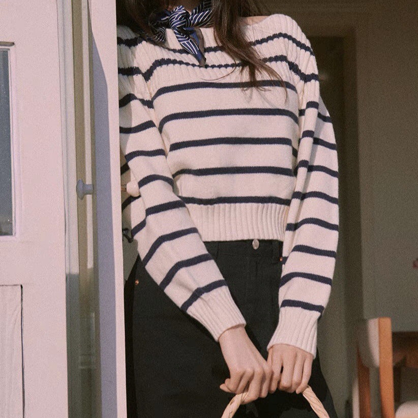 Women's Striped Off-shoulder Sweater