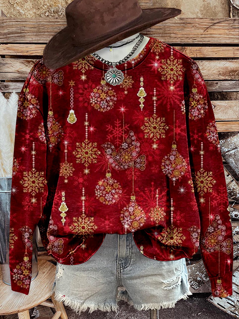 Christmas Gold Ornament Pattern Casual Sweatshirt