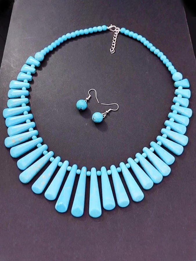 Vintage Turquoise Necklace + Earrings