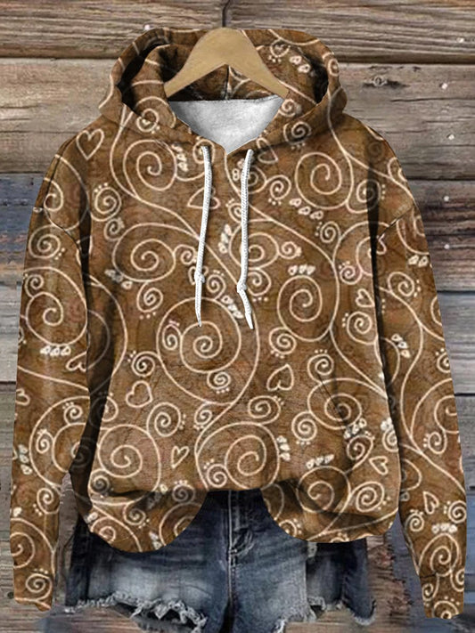 Vintage Brown Rattan Art Print Casual Hoodie Sweatshirt