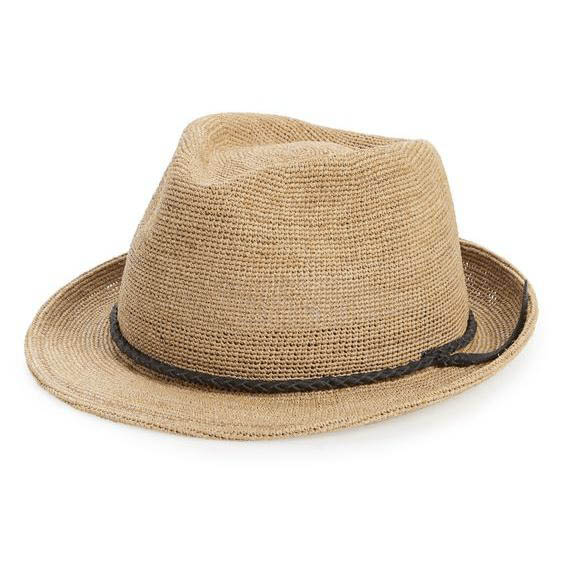 [Brad Pitt same style!]Can be rolls up for packing- Goorin Bros Morning Glory Raffia Straw Trilby Fedora