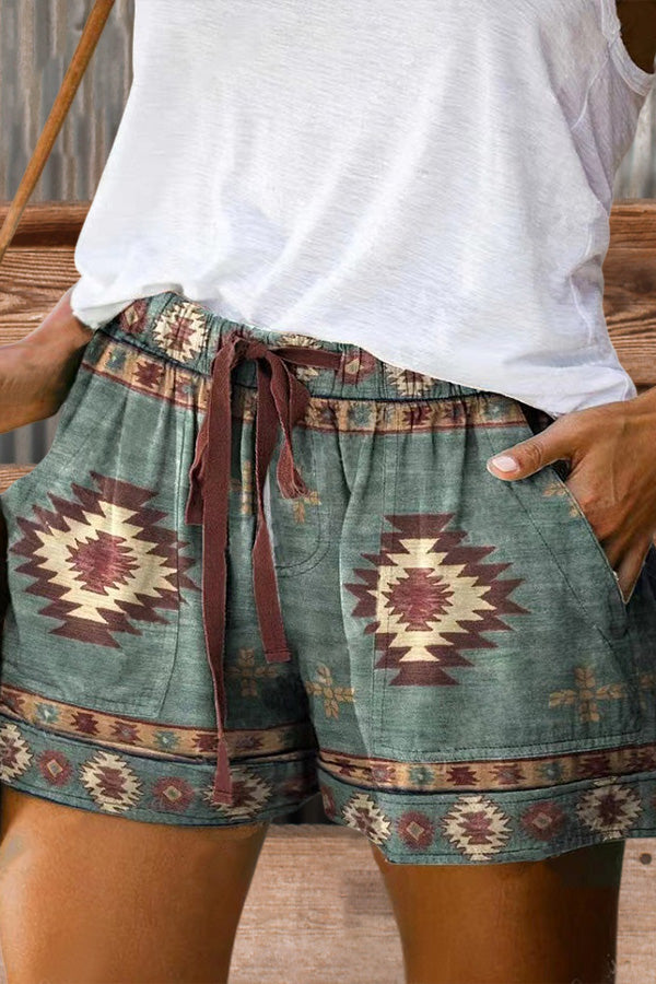 Vintage Aztec Pattern Shorts