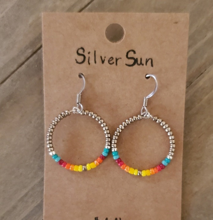 Silver Sun Hoop Earrings Choice of Sizes