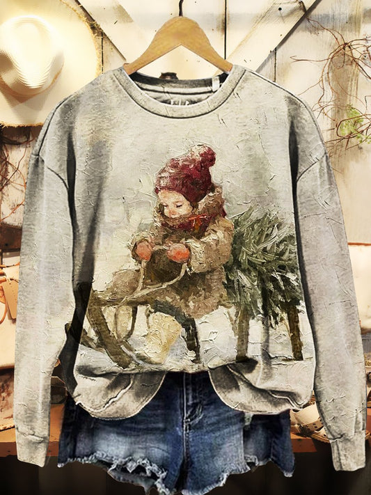 Christmas Print Casual Sweatshirt