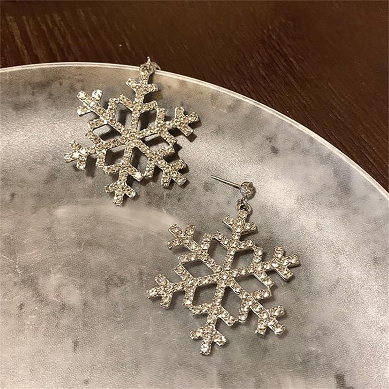 Diamond Christmas Snowflake Earrings