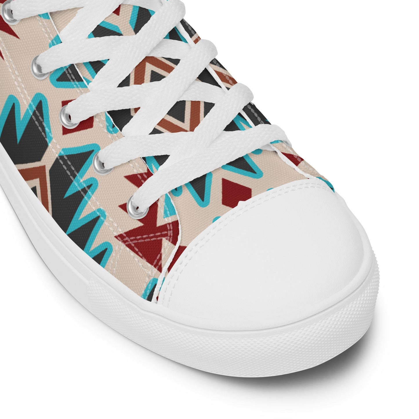 Red Aztec Bull Women__ high top canvas shoes