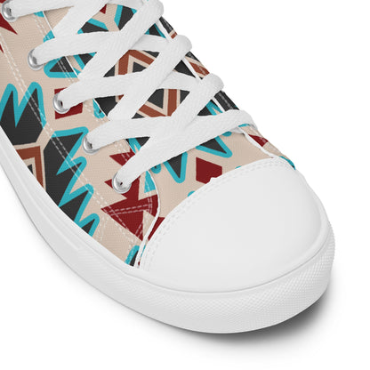 Red Aztec Bull Women__ high top canvas shoes