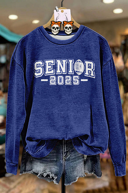 Senior 2025 Football Print Sweatshirt