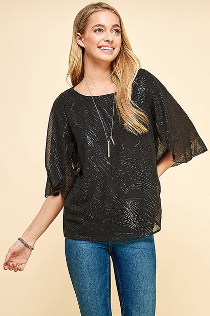 Glittered Print Woven Blouse