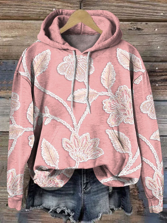 Vintage Floral Art Print Casual Sweatshirt