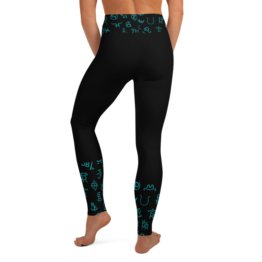 Turquoise Cattle Brands Yoga Leggings