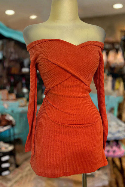 Strapless Crossover Knit Dress