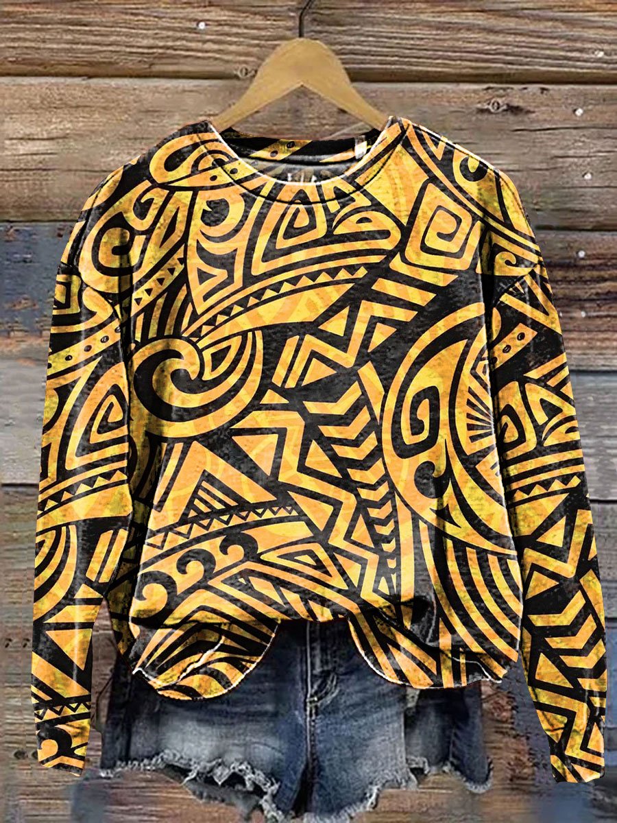 Vintage Ethnic Tribal Pattern Art Print Casual Sweatshirt