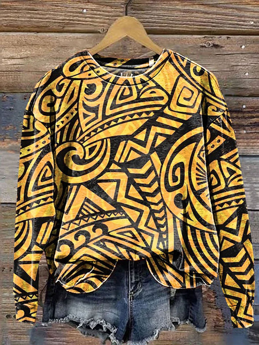 Vintage Ethnic Tribal Pattern Art Print Casual Sweatshirt