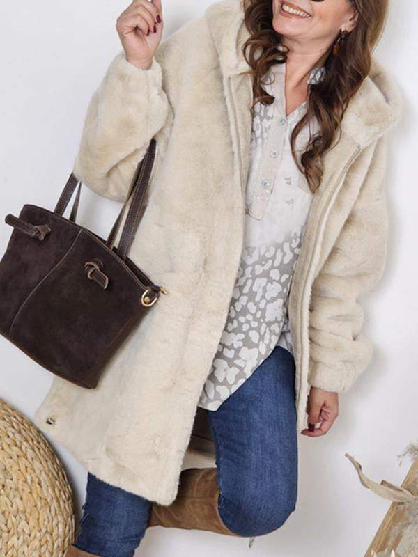 Women's Hooded Long Sleeve Fur Coat