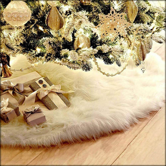 Faux Fur Christmas Tree Skirt Decoration