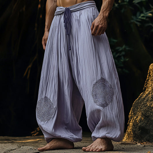 Men's Ethnic Casual Breathable Wide-leg Linen Harem Pants