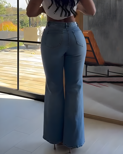 Rhinestone Loose Flared Jeans (Pre-Sale)