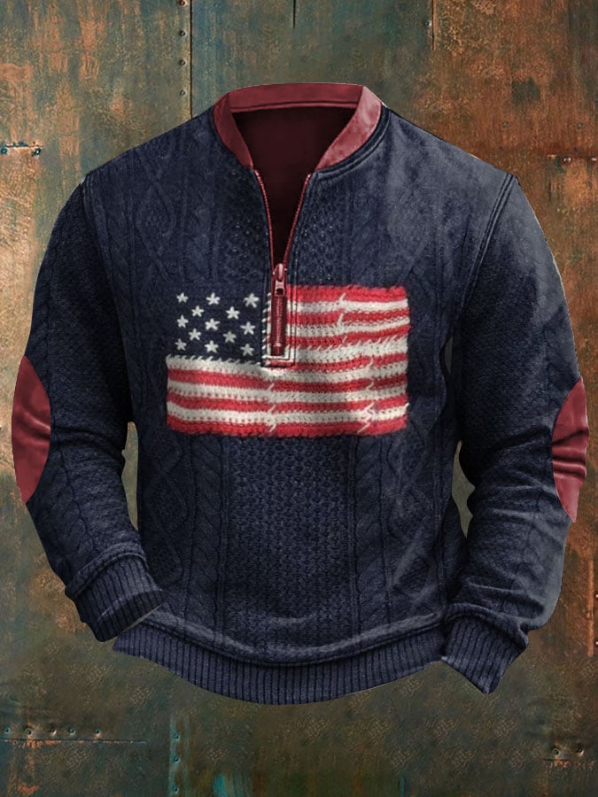 Men's Retro Flag Casual Pullover