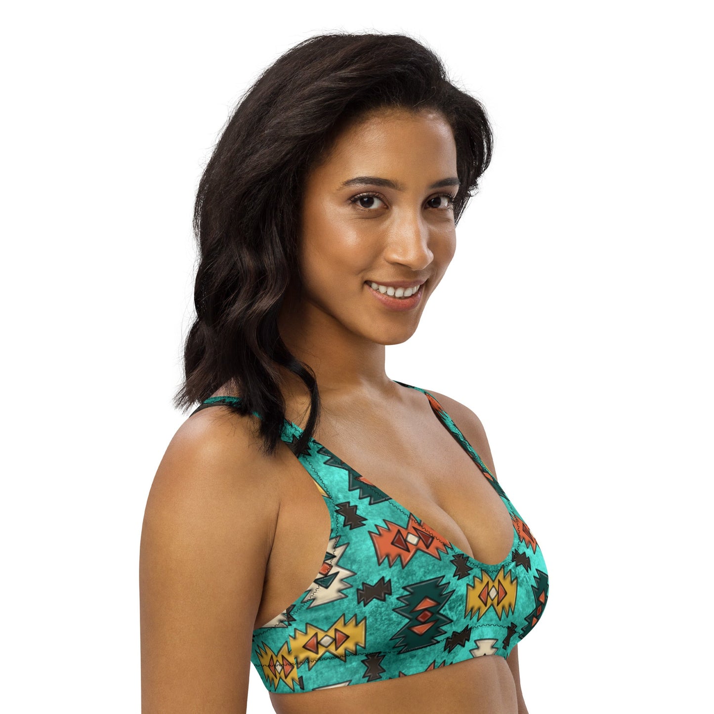 Yeehaw Turquoise Aztec Bikini Top