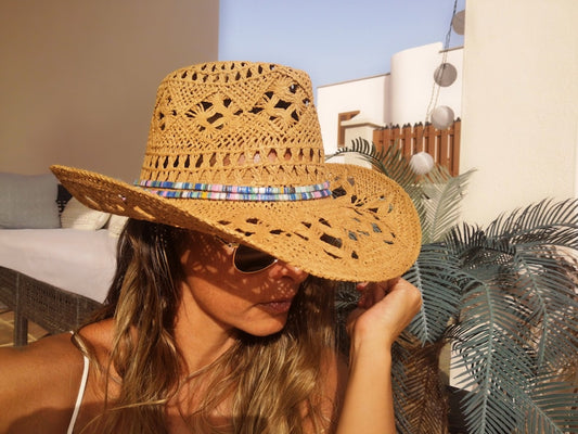 Boho cowboy hats for women, bohemian cowgirl straw hat, stetson western hats, kekugi