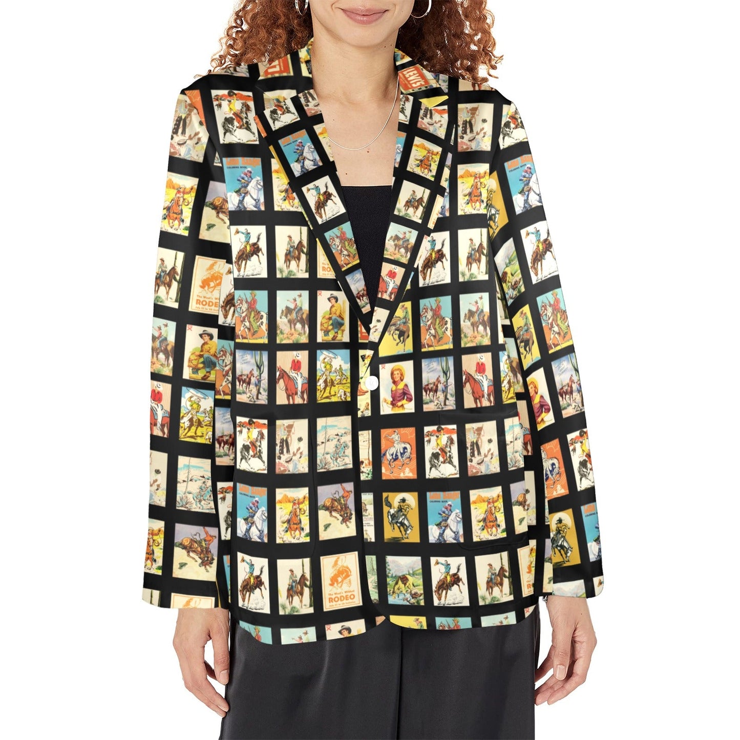 Vintage Cowboy Collage Women's Western Blazer