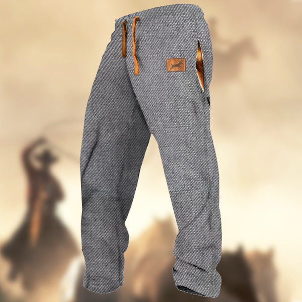 Men's Retro Country Elk Logo Casual Sweatpants