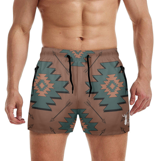 Mullet Cowboy Teal Aztec Beach Shorts