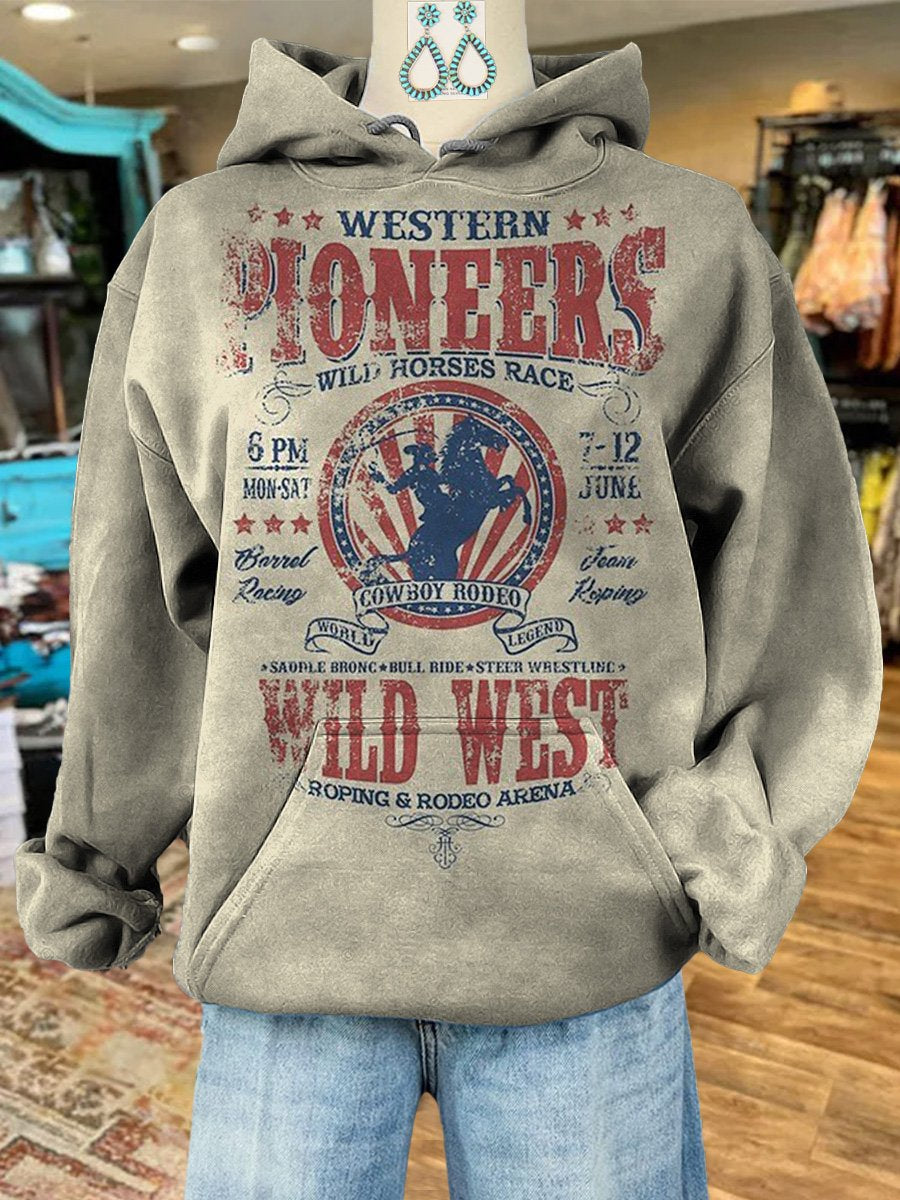 Vintage West Wild Print Casual Hoodie Sweatshirt