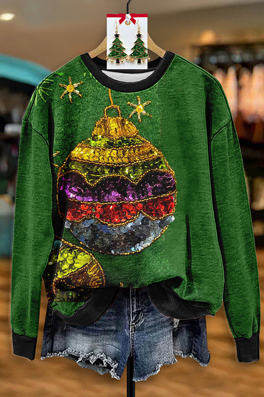 Shiny Christmas Sequin Light Ball Sweatshirt