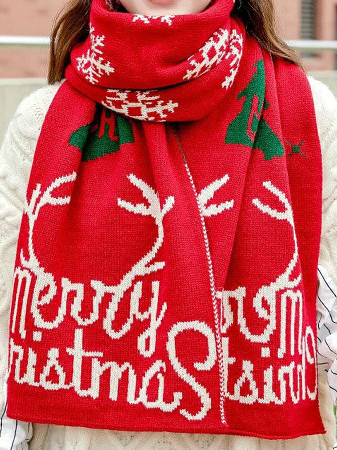 Christmas Multi-Element Pattern Design Thickened Warm Scarf