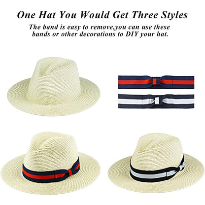 Panama Straw Hats for Men & Women (two Bands)[Fast shipping and box packing]