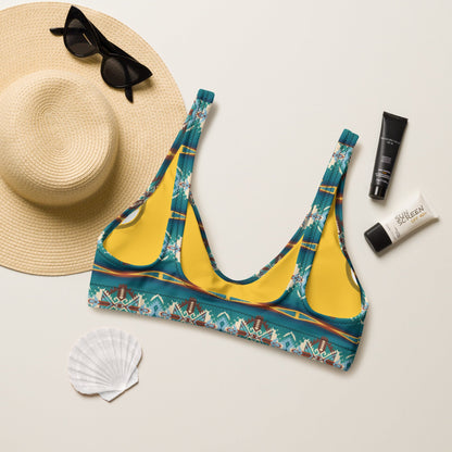 Yeehaw Teal Aztec Blanket Print Bikini Top