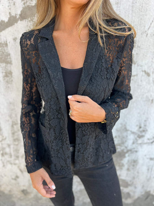 Women's Lapel Lace Hollow Suit Jacket