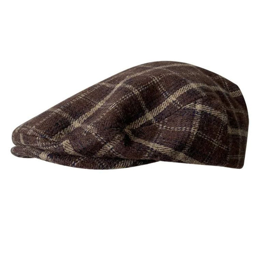 THE PEAKED Marl Flat Hat Brixto-Harris Tweed