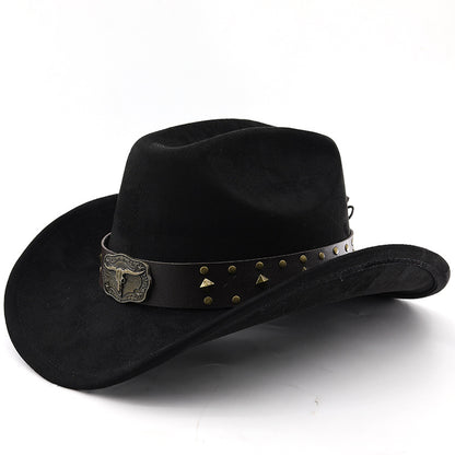 Men's Vintage Western Cowboy Hat Knight Woolen British Felt Hat