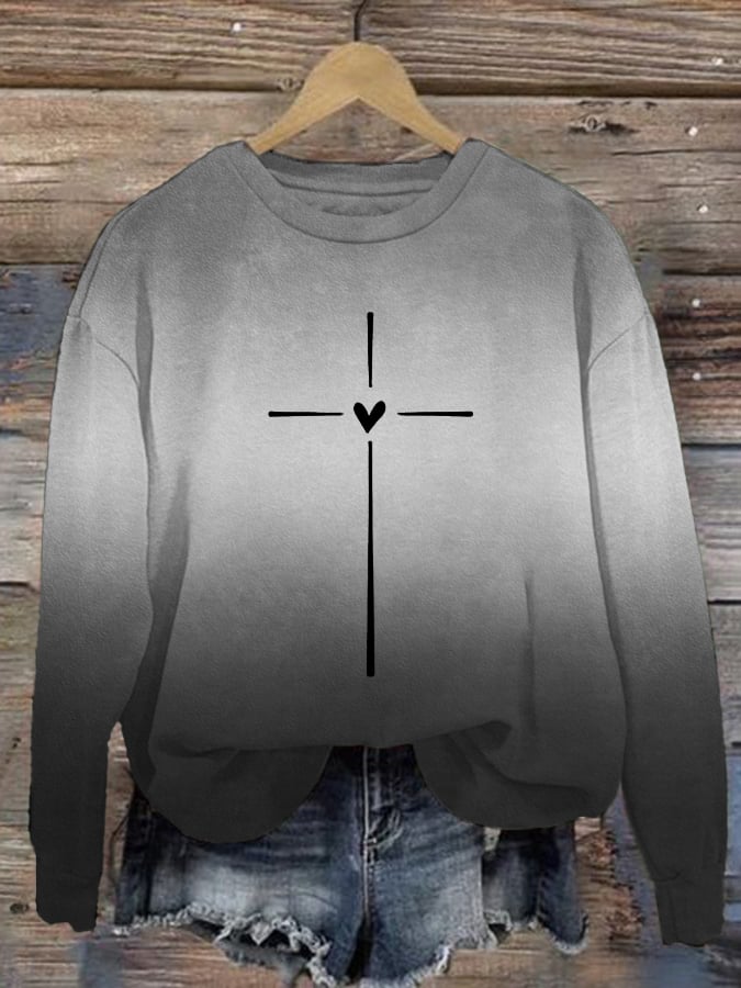 Women's Christian Cross Printed Sweatshirt