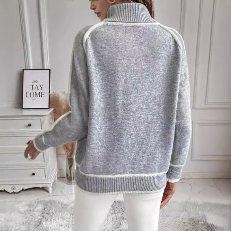 Knitted Pullover Long Sleeve Turtleneck Sweater