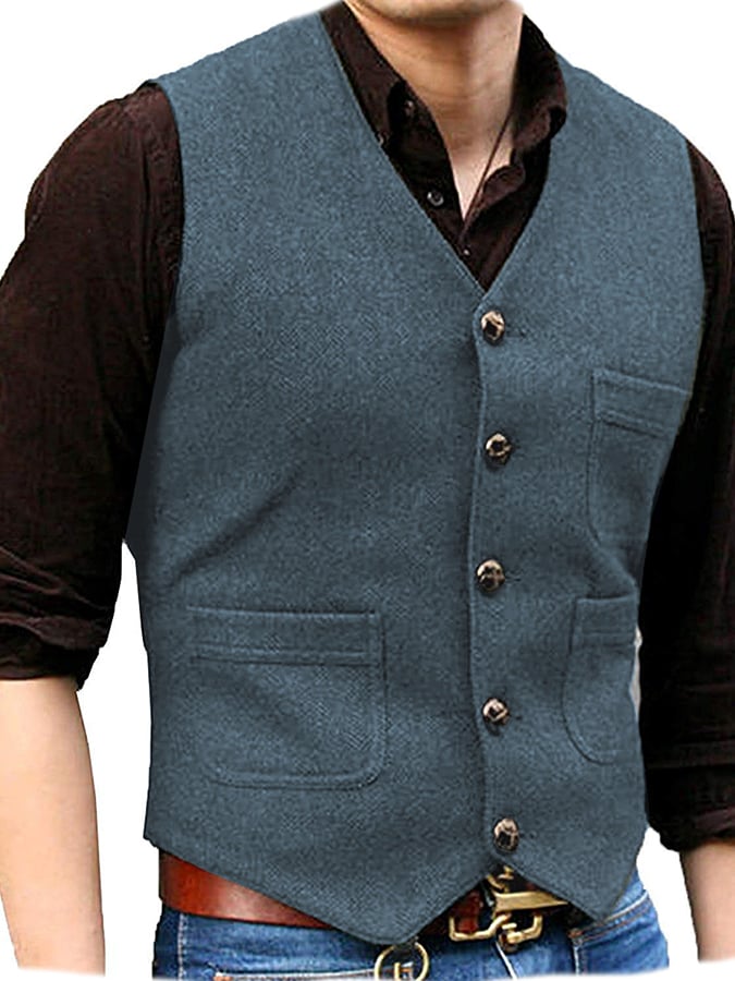 Fashion Temperament Men's Single-Breasted Slim Vest Vest