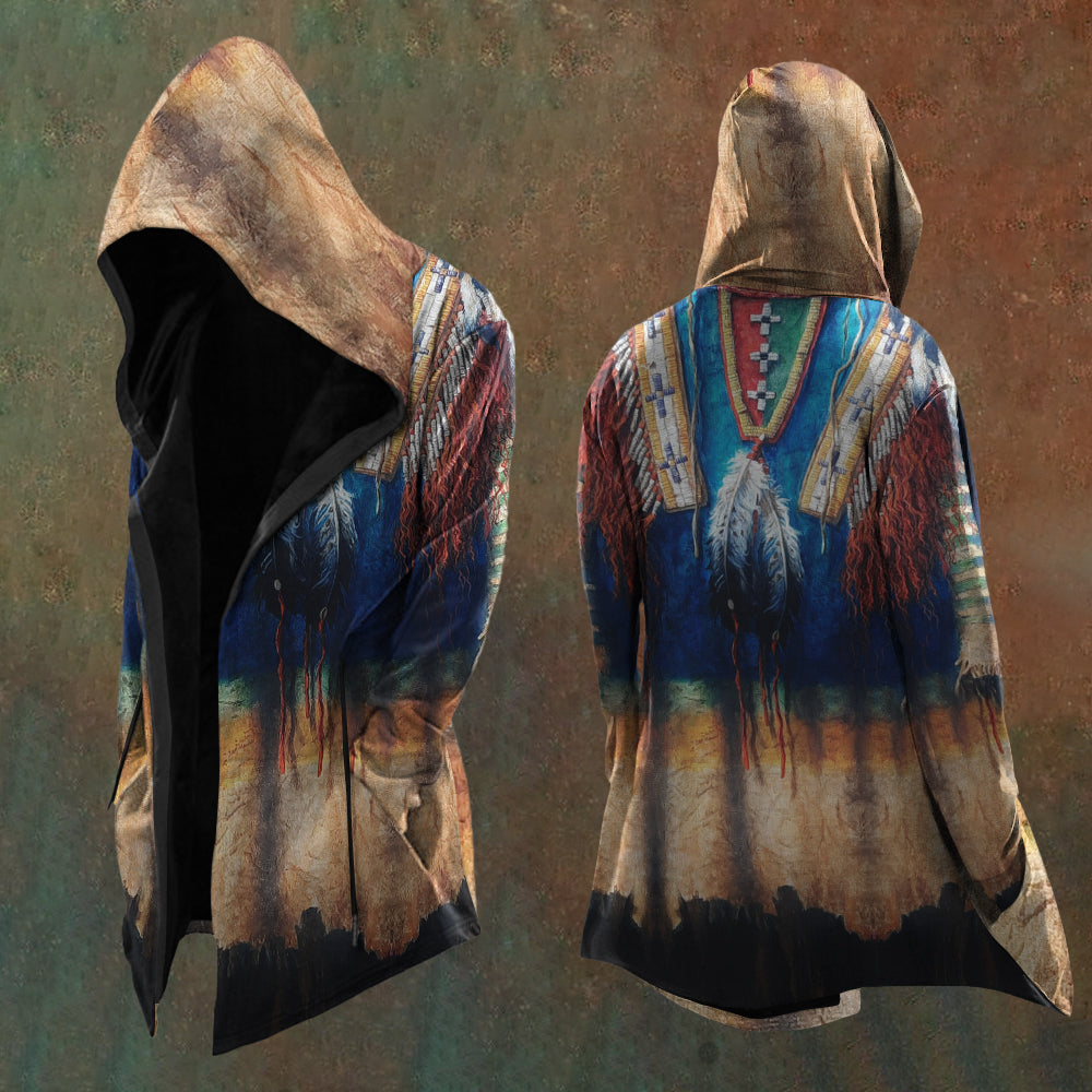 Vintage  Geometric Gradient Pattern Women'S Hooded Jacket