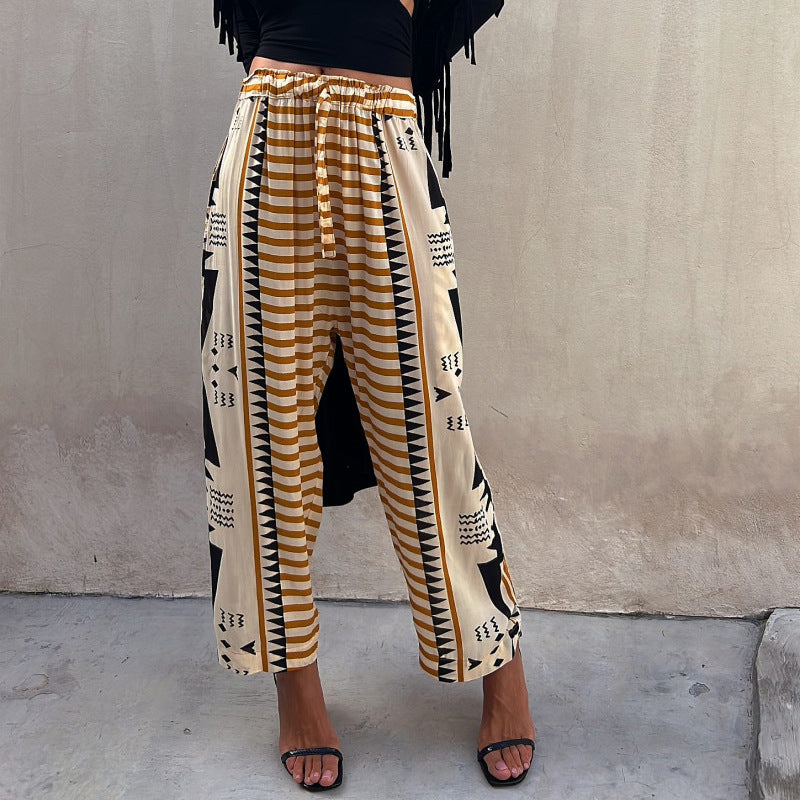 Summer printed harem pants mid-rise casual pants