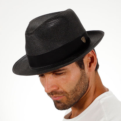 Classic Blue Straw Fedora Hat