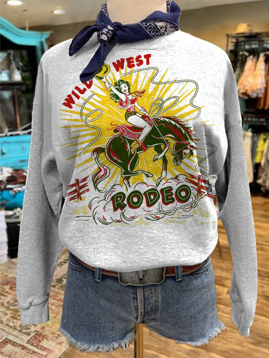 Cowgirl Print Casual Sweatshirt