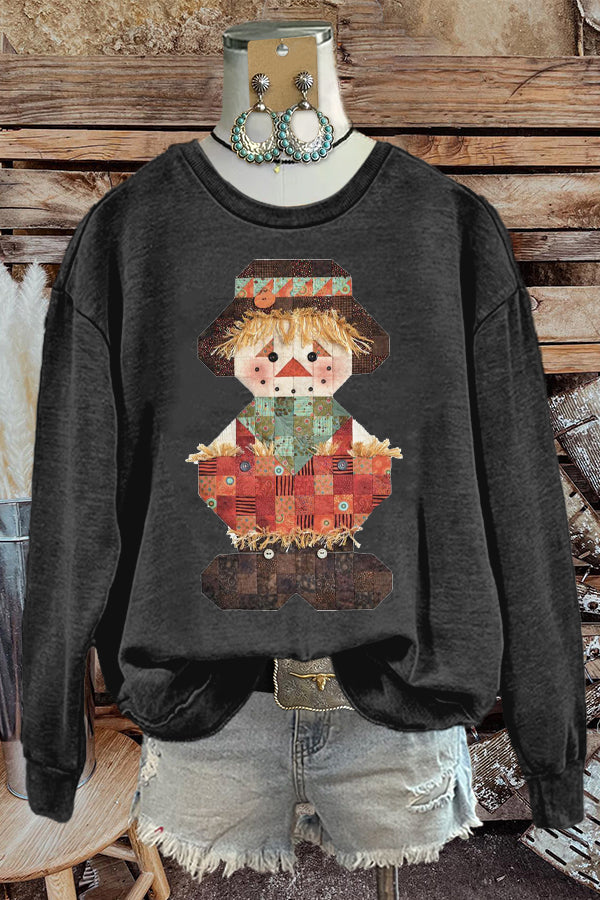 Cute Farm Doll Print Sweatshirt