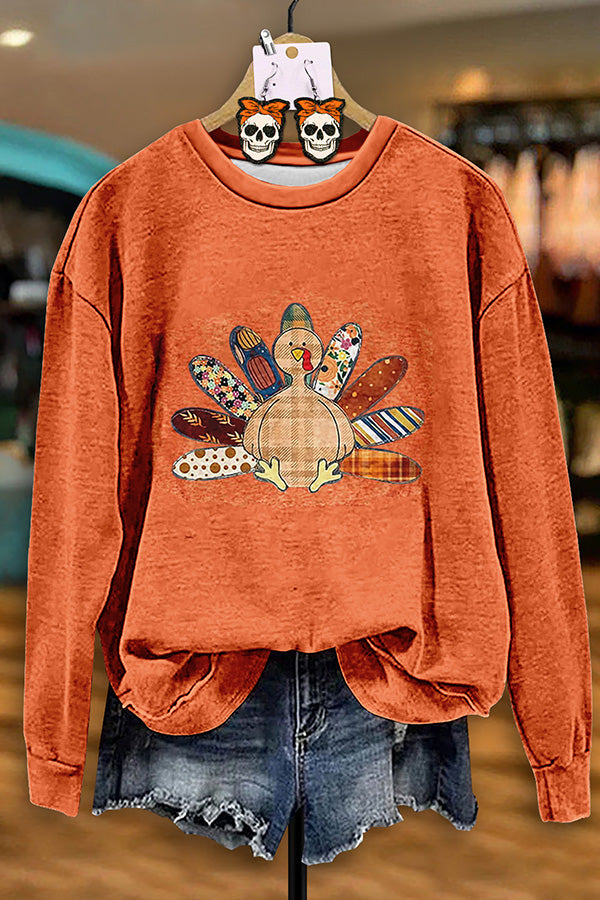 Casual Turkey Print Sweatshirt