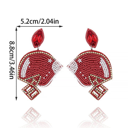 Shiny Football Cap Gameday Earrings