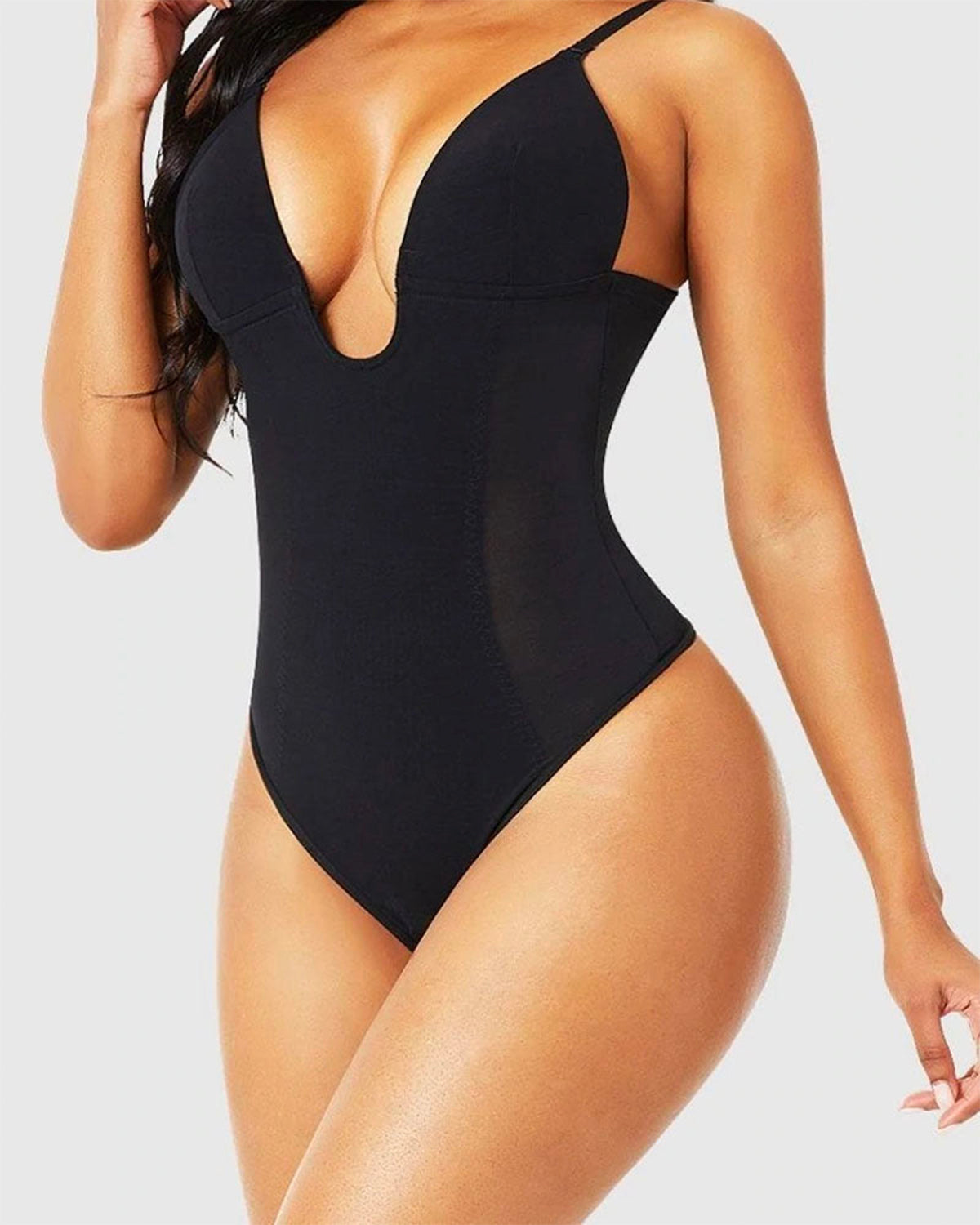 Plunge Low-Back Thong Shapewear  Bodysuit